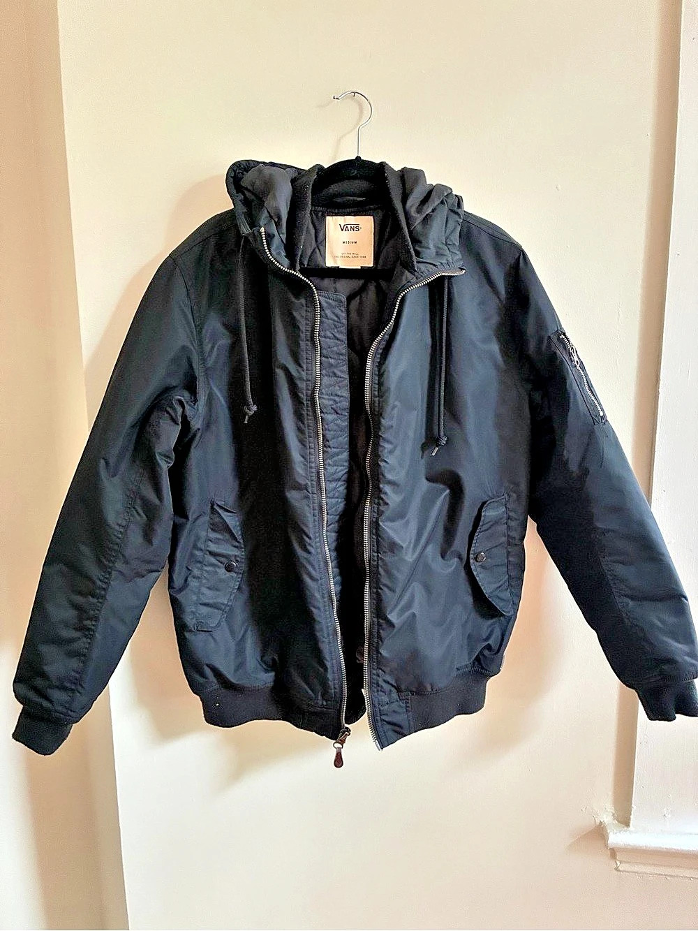 Vans Black Hooded Jacket Size Medium Like New